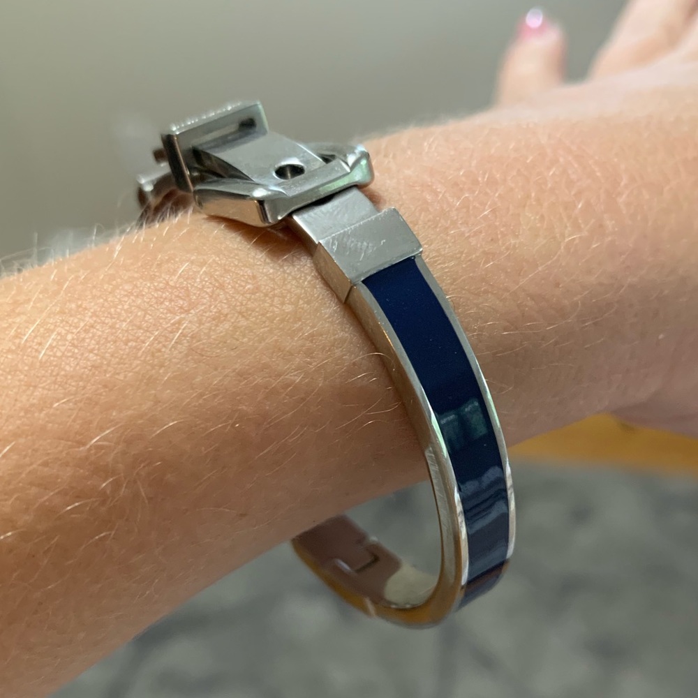 Silver and Navy Michael Kors Buckle Bracelet